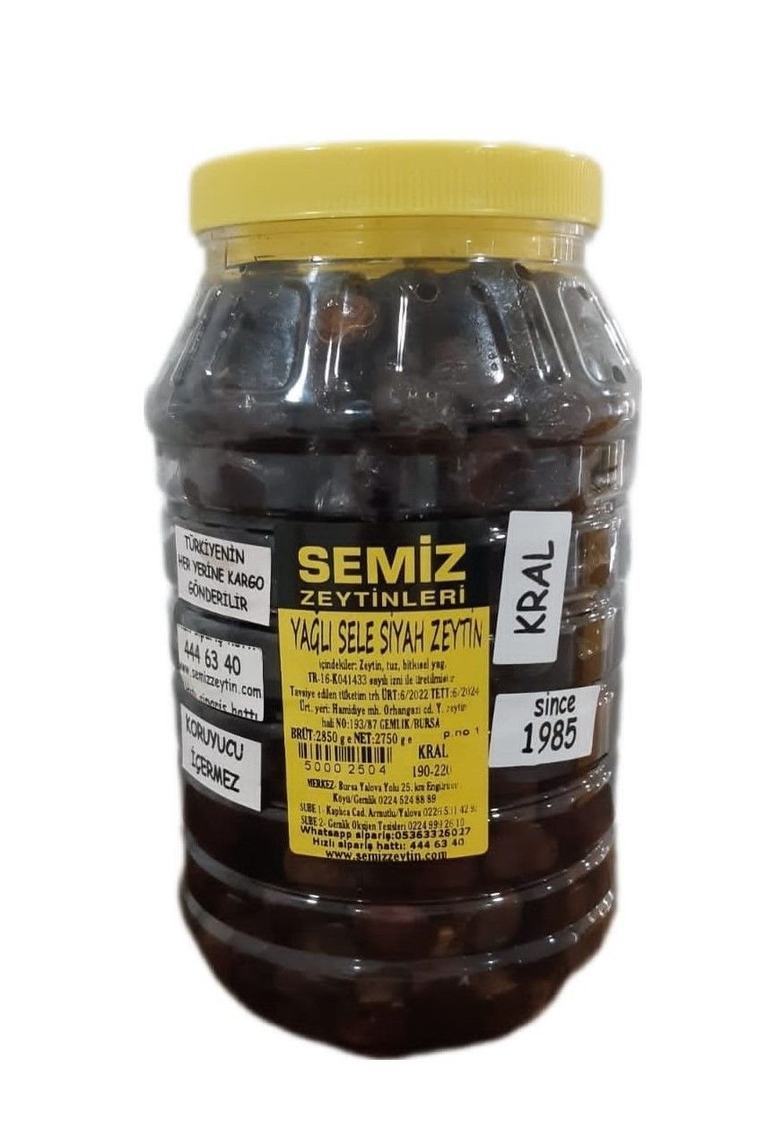 Yağlı Sele Siyah Zeytin KRAL 2,85 KG e